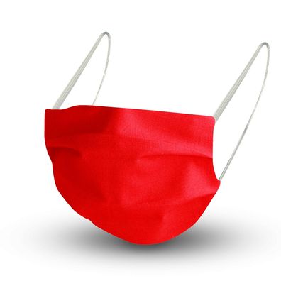 Textil Design-Maske waschbar aus Baumwolle - Unifarben mit Wunschname ROT + Gratiszug