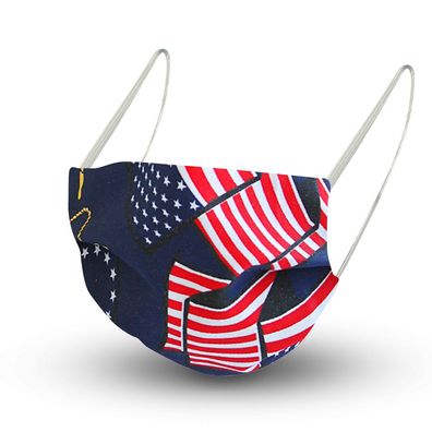 Design Maske aus Baumwolle mit zertifiziertem Innenvlies - USA Amerika Flagge - 15476
