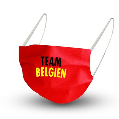 Design Maske in ROT aus Baumwolle mit zertifiziertem Innenvlies - TEAM Belgien - 1574
