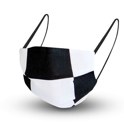 Maske aus Baumwolle mit zertifiziertem Innenvlies - Schwarz-Weiß Kariert Groß 15576