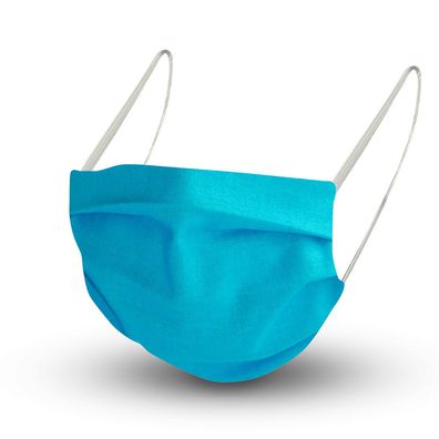 Soft beatembare Maske aus Baumwolle mit zertifiziertem Innenvlies - Aquablau - 15419