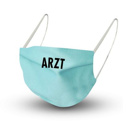 Textil Design Maske mit zertifizierten Innenvlies - ARZT - 15870 Hellblau + Gratiszug