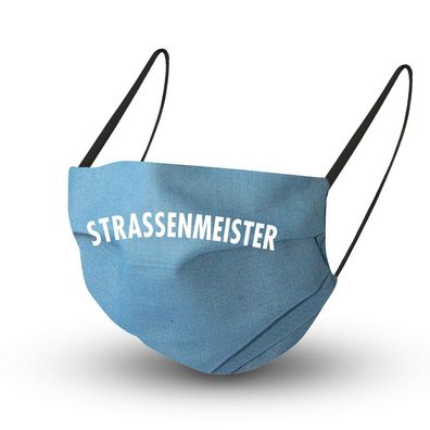 Textil Design Maske mit zertifizierten Innenvlies - Strassenmeister - 15827 Hellblau