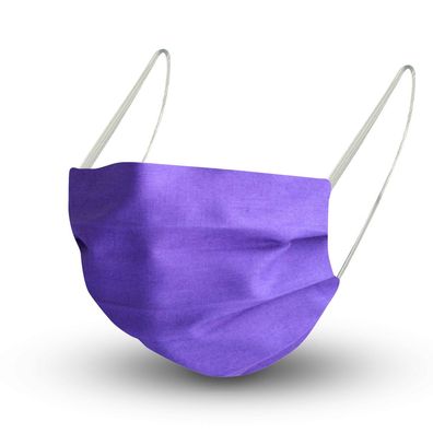 Textil Design-Maske waschbar aus Baumwolle - Unifarben mit Wunschname LILA + Gratiszu