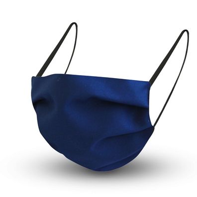 Textil Design-Maske waschbar aus Baumwolle - Unifarben mit Wunschname NAVY + Gratiszu