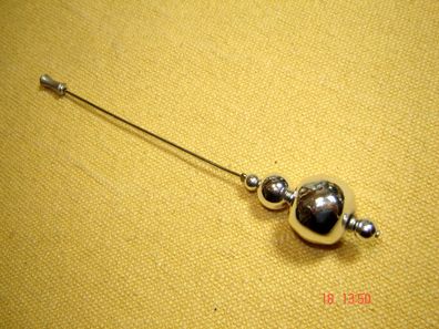 Hutnadel mit silbernen Perlen mit Verschluß Gesamtlänge 11,5 cm