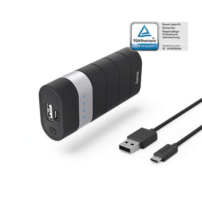 Hama Powerbank 5200 mAh 1 USB 1 Micro USB für Apple, Samsung, Huawei Schwarz NEU