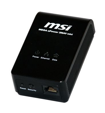 MSI Mega ePower 200AV mini Black Powerline PowerLan Adapter dlan