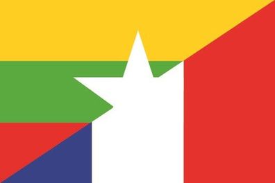 Fahne Flagge Myanmar-Frankreich Premiumqualität