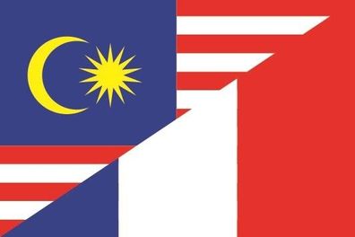Fahne Flagge Malaysia-Frankreich Premiumqualität
