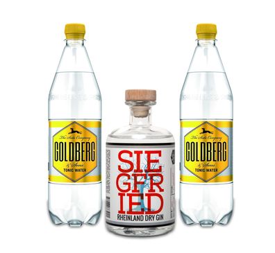 Gin Tonic Set - Siegfried Rheinland Dry Gin 500ml (41% Vol) + 2 Goldberg 1L