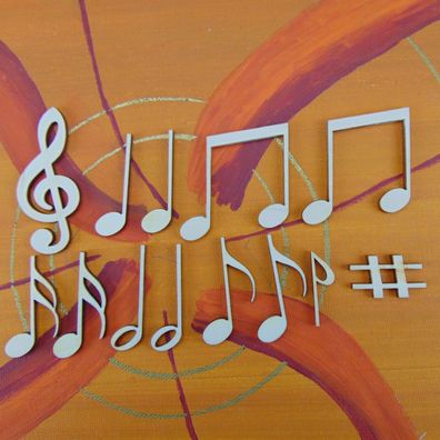 Musiknoten Noten 13 teiliges Set 42mm hoch Holzteilchen DIY Geschenkidee für Musiker