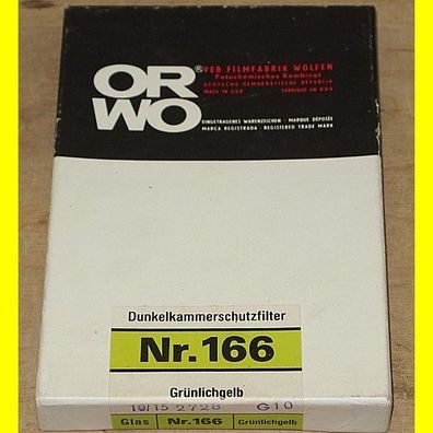 alter DDR - ORWO Dunkelkammer Schutzfilter Nr. 166 Grünlichgelb - OVP !