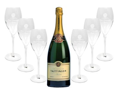 Taittinger Set ? Taittinger Champagne 750ml (12% Vol) + 6 Champagner Gläser