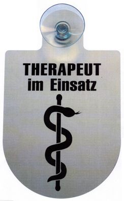 Einsatzschild Windschutzscheibe incl. Saugnapf - Therapeut im Einsatz (Aesculap Stab)