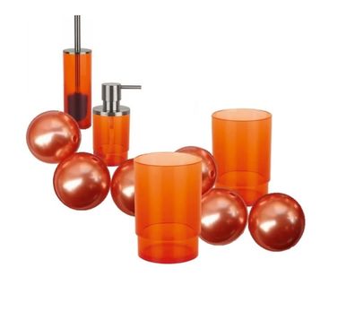 NYO Acrylic Orange 4 Teilige Badset/ Badezimmer Sortiment. Acryl Halbtransparent.