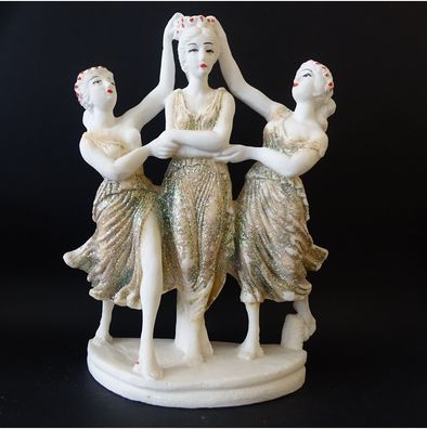 Alte Kunst Retro 3 griechisch oder römisch Frauen mit Gewand Statue Figur, Skulptur