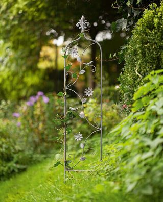 Rankgitter Blüten Ranken Metall Grau Kletterhilfe Beet Garten Balkon Höhe 112 cm