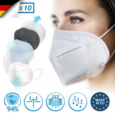 Virshields® FFP2 Schutz Maske Atemschutz Mundschutz Atemschutzmaske Weiß CE 1437