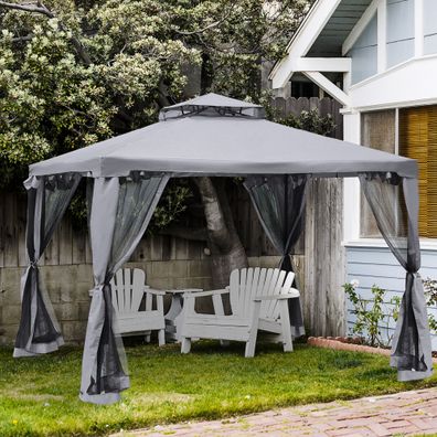 Outsunny® Gartenpavillon Pavillon Festzelt Partyzelt Gartenzelt mit 4xSeitenwand Grau