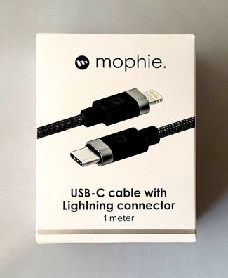 Retail Mophie USB-C zu Lightning Fast Lade und Daten Kabel in 1m - Schwarz