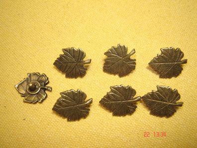 7 Stück Trachtenniete Gürtelniete Ahornblatt altmessing 2 x 2,5 cm Ledergürtel p