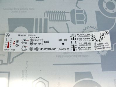 Mercedes Motor-Aufkleber für Motor M102.991 im W201 190E 2.5-16 EVO 1
