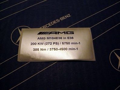 Mercedes Motor-Aufkleber AMG M104 E36 im E 36 AMG