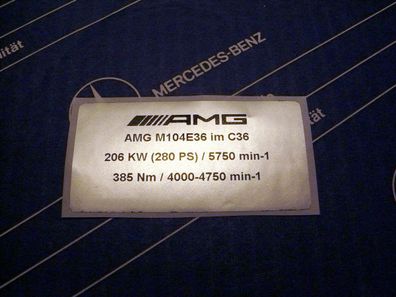 Mercedes Motor-Aufkleber AMG M104 E36 im C36 AMG