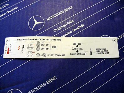 Mercedes Motor-Aufkleber für Motor M102.910 im W201 190E 1,8