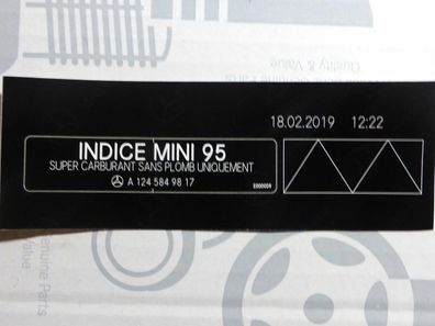 Mercedes Aufkleber "Indice Mini 95" W124 W126 R129 W140 W460 W461 NOS!