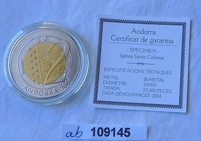 Bi-Metall Münze Andorra Specimen Kirche Santa Coloma 2004 (109145)