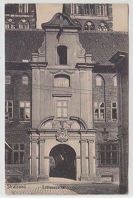 64201 Ak Stralsund Rathausportal 1921