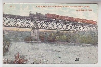64540 Ak Janisville Wis. Chicago & North Western Bridge over Rock River 1912