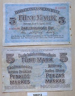 5 Mark Banknote Darlehnskasse Ost Kowno 1. Weltkrieg 1918 (109313)