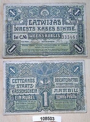 Banknote 1 Rubel Staatskassenschein Lettland 1919 (108503)