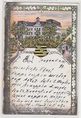 42428 Ak Lithographie Seminar Borna Ausgang und Turnhalle 1898