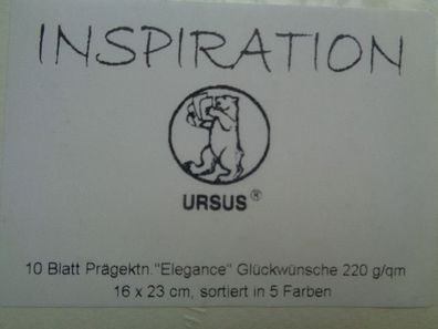 10 x Ursus Inspiration Prägekarton Glückwünsche Efeu Din 16 x 23 cm in 5 Farben