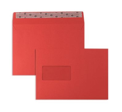 100 Briefumschläge Rot 162x229 mm (DIN C5) mit Haftklebung