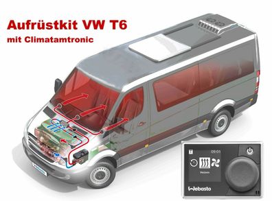 Webasto Aufrüstkit VW T6 Climatronic, Einbausatz + Vorwahluhr,1324103B , 9029783C
