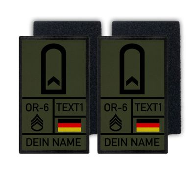 Rank Patch 9,8x6cm Feldwebel mit Namen Fw Bundeswehr Dienstgrad Abzeichen #36506
