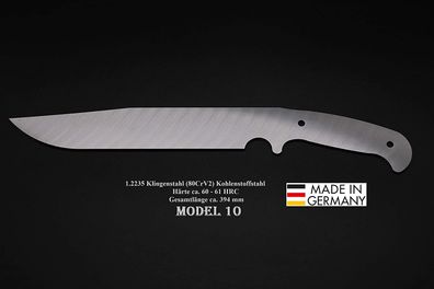 Rohling Messer Model 10 / 394mm Poliert Messerbau Messerstahl Jagdmesser