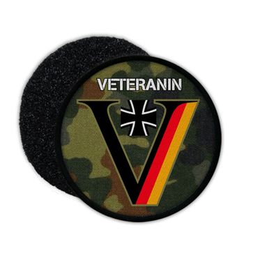Aufnäher Veteranin Bundeswehr Soldatin Flecktarn Auslands-Einsatz Klett #27812