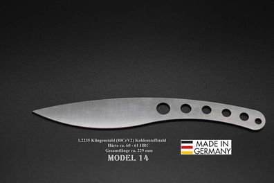 Rohling Messer Model 14 / 229mm Poliert Messerbau Messerstahl Jagdmesser