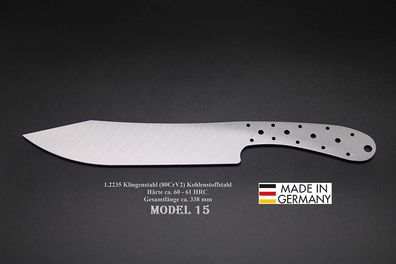 Rohling Messer Model 15 / 338mm Poliert Messerbau Messerstahl Jagdmesser