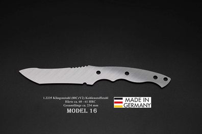 Rohling Messer Model 16 / 234mm Poliert Messerbau Messerstahl Jagdmesser