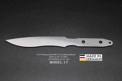 Rohling Messer Model 17 / 311mm Poliert Messerbau Messerstahl Jagdmesser