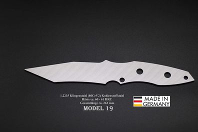 Rohling Messer Model 19 / 262mm Poliert Messerbau Messerstahl Jagdmesser