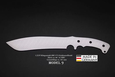 Rohling Messer Model 9 / 361mm Poliert Messerbau Messerstahl Jagdmesser