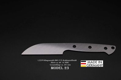 Rohling Messer Model 23 / 241mm Poliert Messerbau Messerstahl Jagdmesser